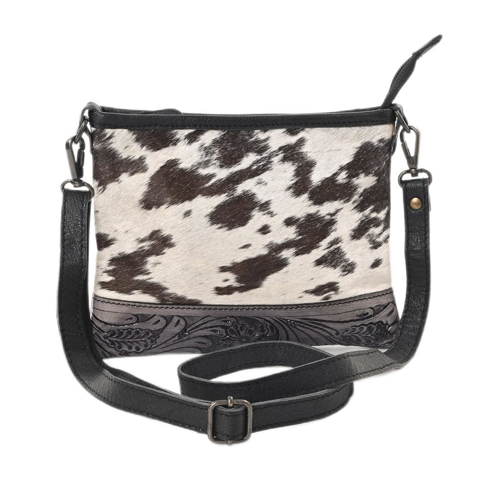 Western Cowhide Tooled Leather Small Crossbody Bag Cowgirl Fashion Purse With ^